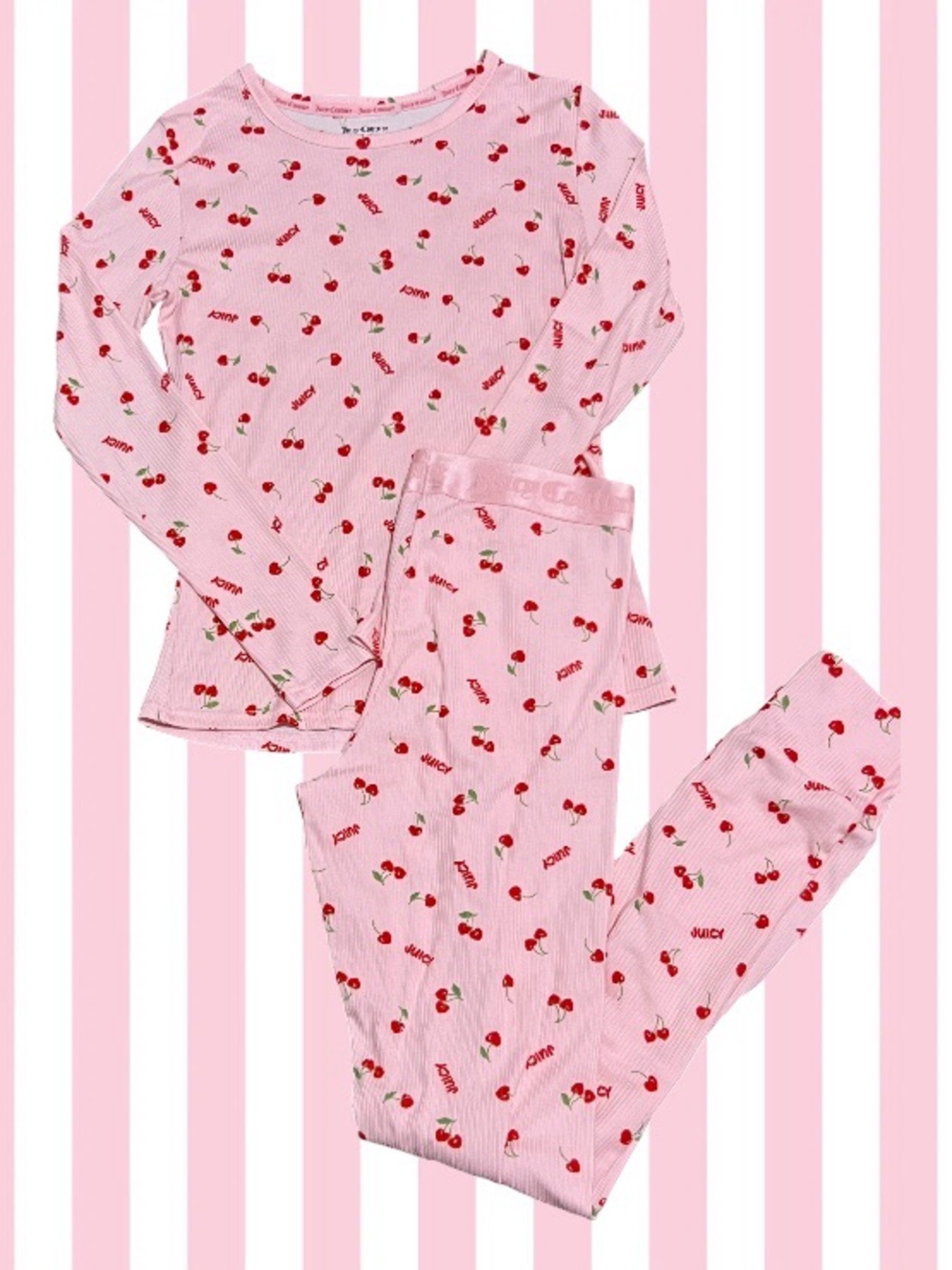 Juicy Pink Cherry-Print Pajama Set